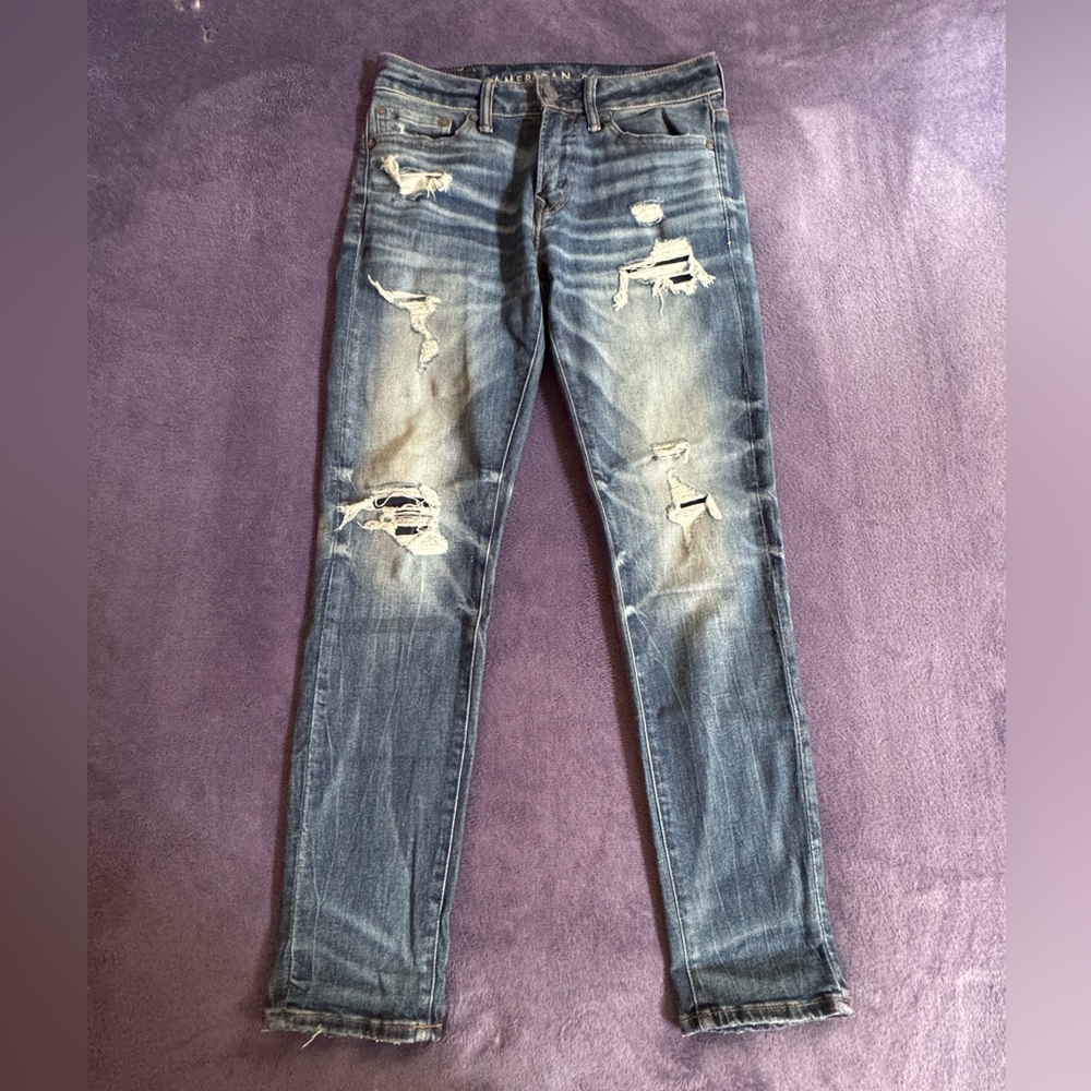 American Eagle Outfitters Ripped Blue Skinny Jeans